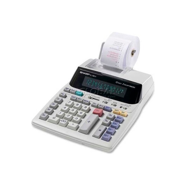 Sharp Sharp 12-Digit Calculator, EL1801V, 2 Color Printing, 7-1/2" X 10-1/4" X 2-1/2", Grey EL1801V - main